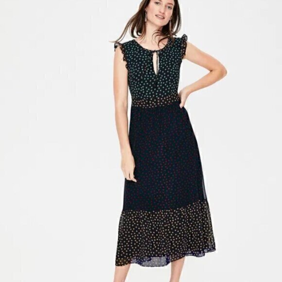 Boden Laura Ruffle Polkadot Dress - Picture 1 of 6
